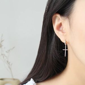New Sterling Silver 925 Cross huggie hoop earrings